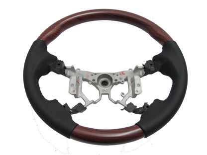 CrazyTheGod HILUX N70 2012-2014 STEERING WHEEL OE RED-WINE WOOD BLACK Leather for TOYOTA