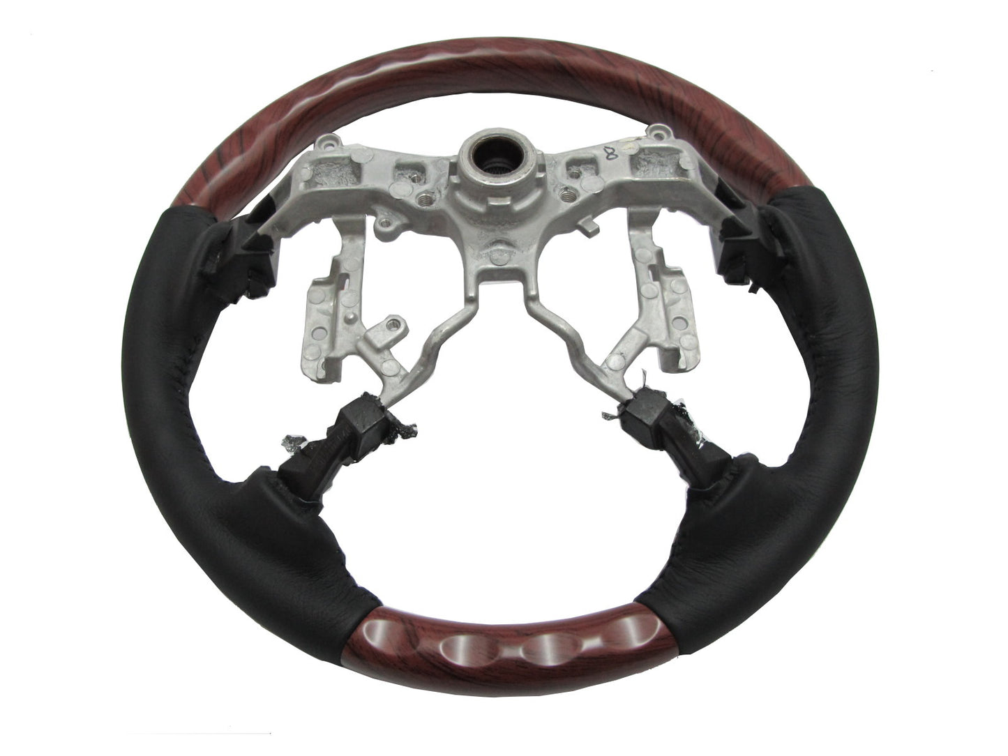 CrazyTheGod HILUX N70 2012-2014 STEERING WHEEL OE RED-WINE WOOD BLACK Leather for TOYOTA