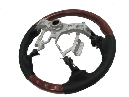 CrazyTheGod HILUX N70 2012-2014 STEERING WHEEL OE RED-WINE WOOD BLACK Leather for TOYOTA