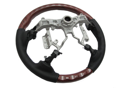 CrazyTheGod HILUX N70 2012-2014 STEERING WHEEL OE RED-WINE WOOD BLACK Leather for TOYOTA