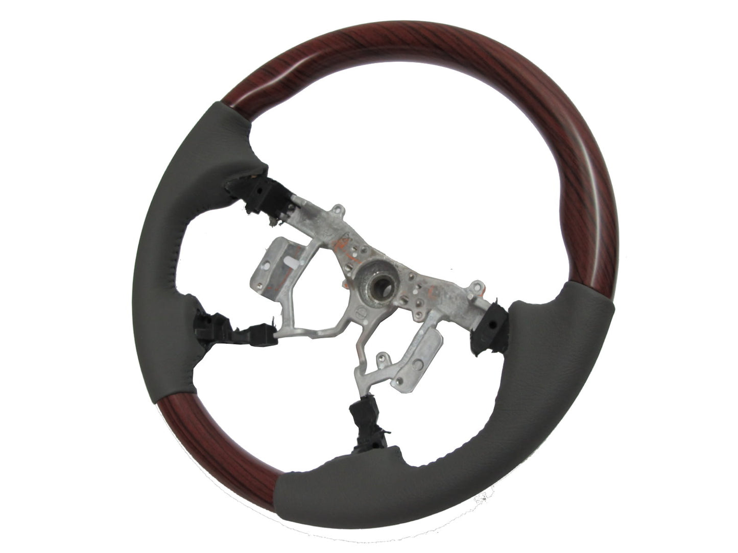 CrazyTheGod HILUX N70 2012-2014 STEERING WHEEL OE RED-WINE WOOD GRAY Leather for TOYOTA