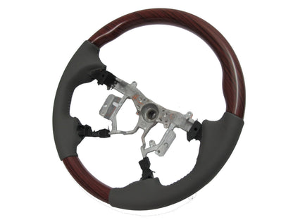 CrazyTheGod HILUX N70 2012-2014 STEERING WHEEL OE RED-WINE WOOD GRAY Leather for TOYOTA