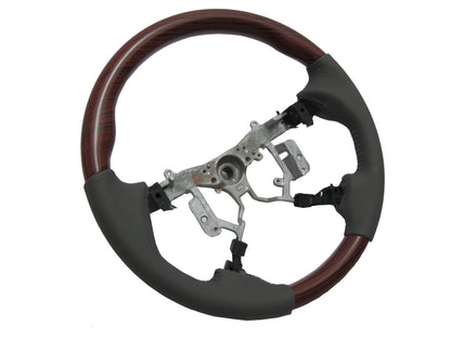 CrazyTheGod HILUX N70 2012-2014 STEERING WHEEL OE RED-WINE WOOD GRAY Leather for TOYOTA