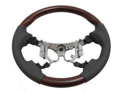 CrazyTheGod HILUX N70 2012-2014 STEERING WHEEL OE RED-WINE WOOD GRAY Leather for TOYOTA