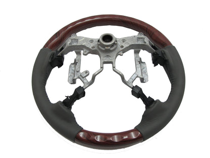 CrazyTheGod HILUX N70 2012-2014 STEERING WHEEL OE RED-WINE WOOD GRAY Leather for TOYOTA