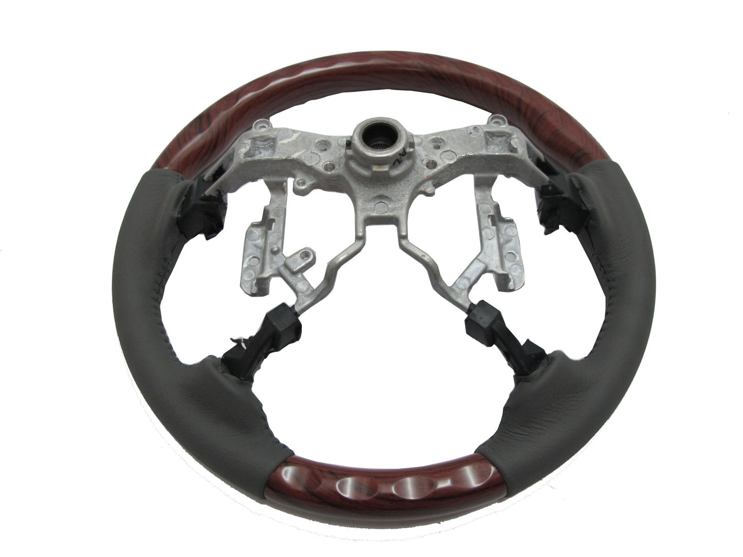 CrazyTheGod HIGHLANDER XU40 2008-2012 STEERING WHEEL OE RED-WINE WOOD GRAY Leather for TOYOTA