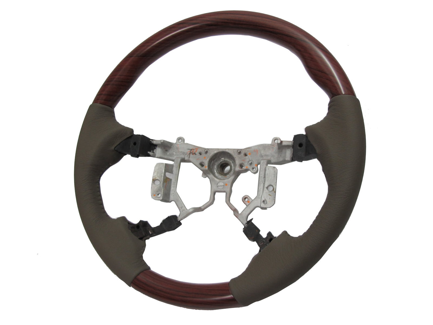 CrazyTheGod HIGHLANDER XU40 2008-2012 STEERING WHEEL OE RED-WINE WOOD BEIGE Leather for TOYOTA