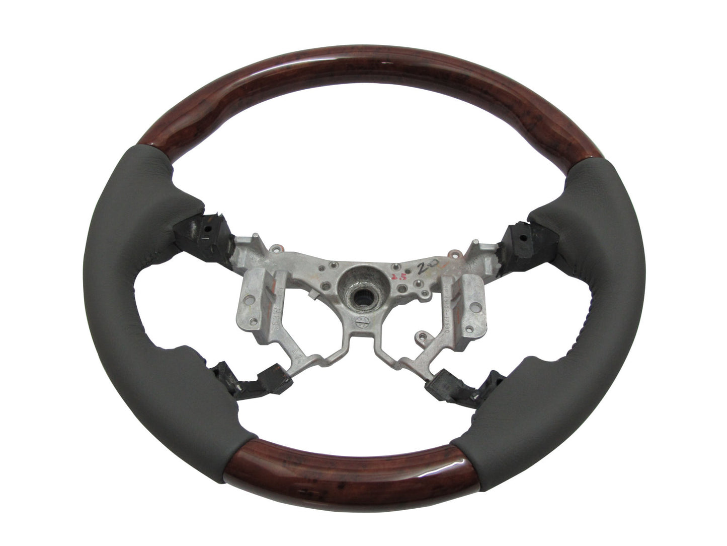 CrazyTheGod HILUX N70 2012-2014 STEERING WHEEL OE WALNUT WOOD GRAY Leather for TOYOTA