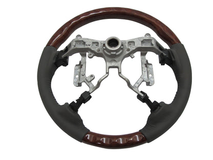 CrazyTheGod HILUX N70 2012-2014 STEERING WHEEL OE WALNUT WOOD GRAY Leather for TOYOTA