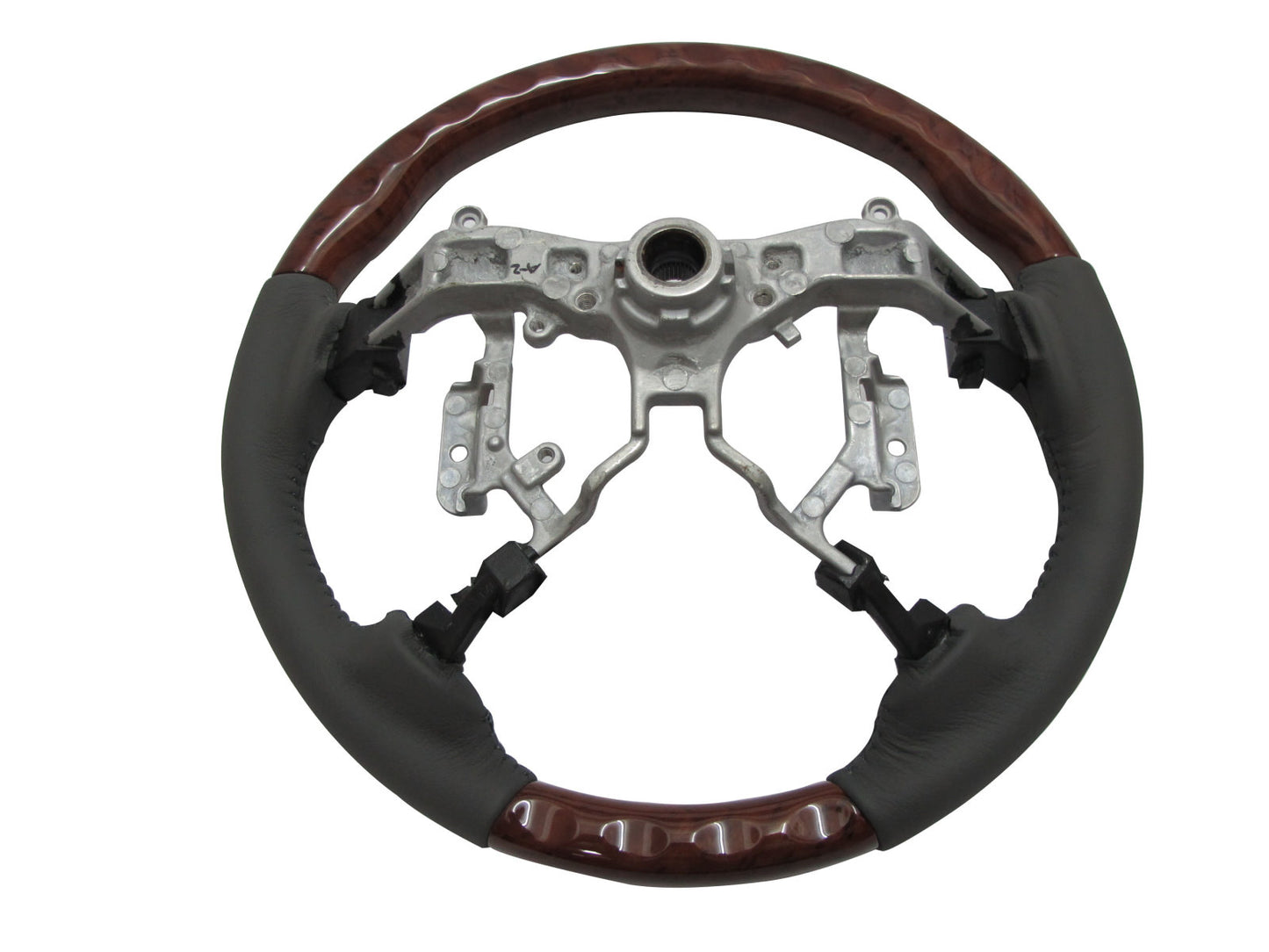 CrazyTheGod INNOVA 2012-2014 STEERING WHEEL OE WALNUT WOOD GRAY Leather for TOYOTA