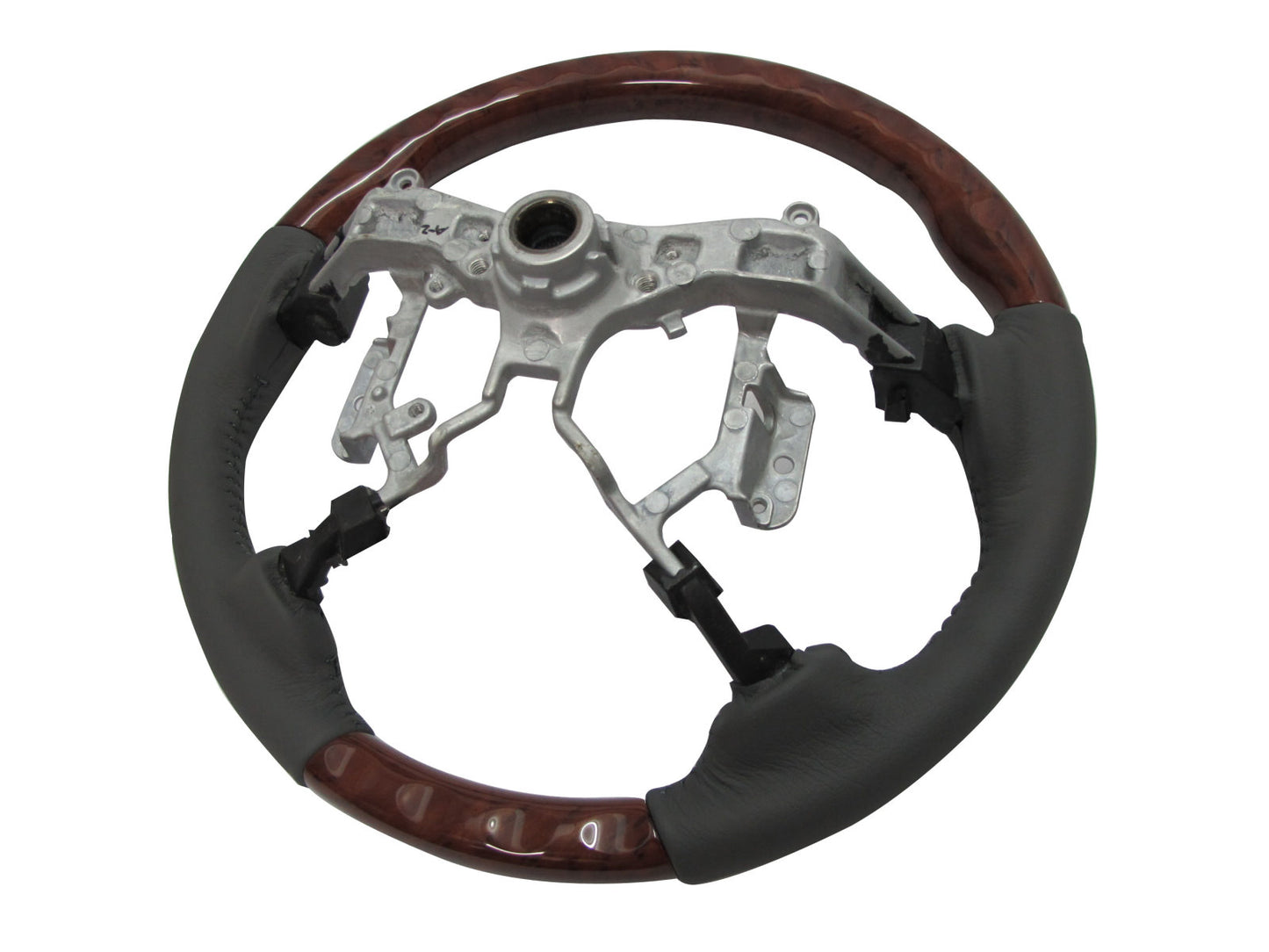 CrazyTheGod HILUX N70 2012-2014 STEERING WHEEL OE WALNUT WOOD GRAY Leather for TOYOTA