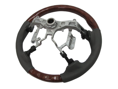 CrazyTheGod INNOVA 2012-2014 STEERING WHEEL OE WALNUT WOOD GRAY Leather for TOYOTA