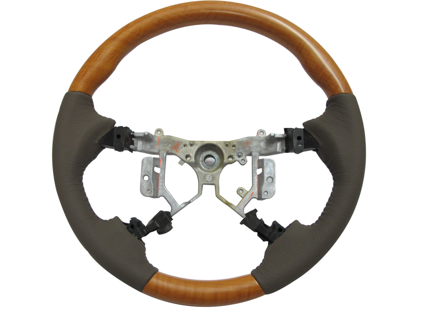 CrazyTheGod HILUX N70 2012-2014 STEERING WHEEL OE YELLOW WOOD BEIGE Leather for TOYOTA