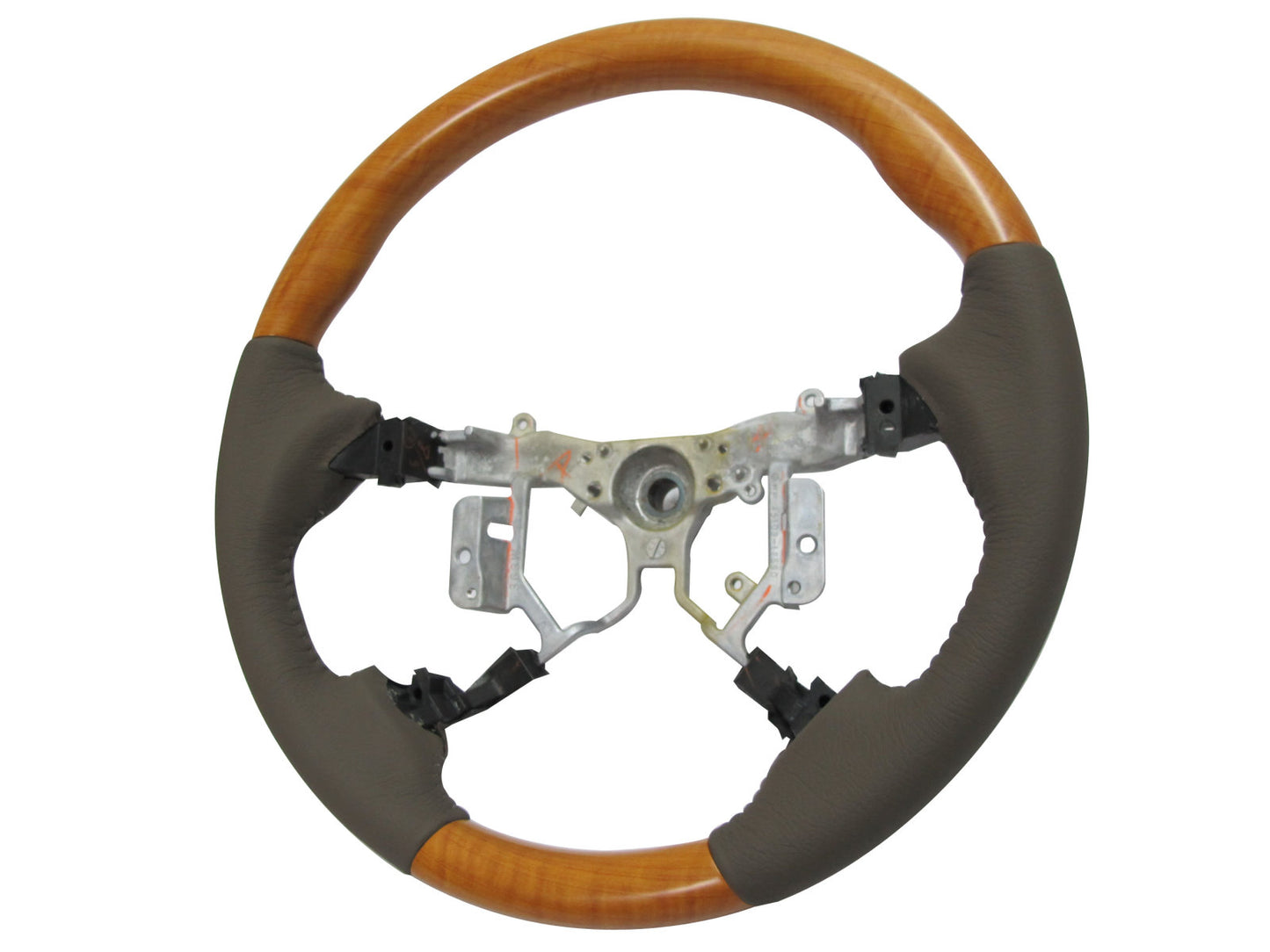 CrazyTheGod HILUX N70 2012-2014 STEERING WHEEL OE YELLOW WOOD BEIGE Leather for TOYOTA