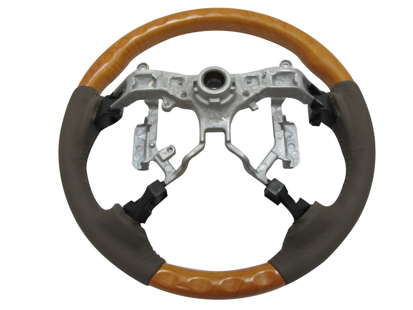 CrazyTheGod HILUX N70 2012-2014 STEERING WHEEL OE YELLOW WOOD BEIGE Leather for TOYOTA