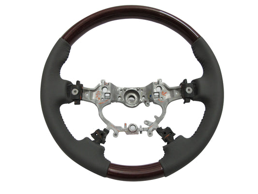 CrazyTheGod CAMRY XV50 2012-2014 STEERING WHEEL OE WALNUT WOOD GRAY Leather for TOYOTA