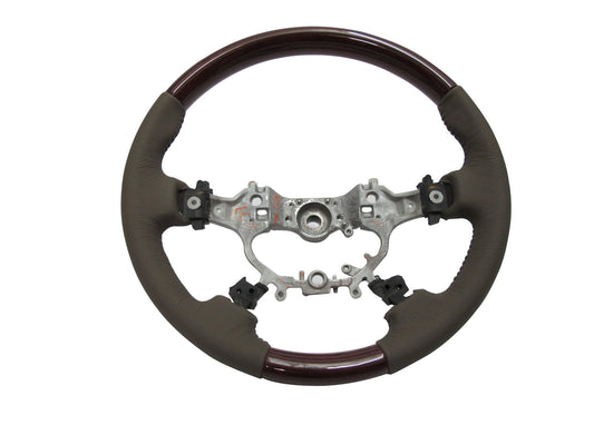 CrazyTheGod CAMRY XV50 2012-2014 STEERING WHEEL OE WALNUT WOOD BEIGE Leather for TOYOTA