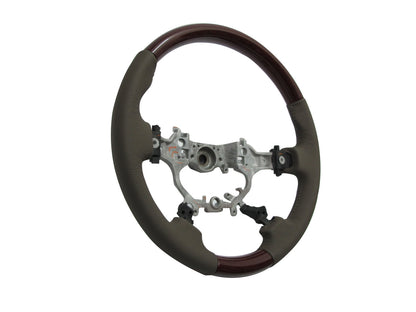 CrazyTheGod CAMRY XV50 2012-2014 STEERING WHEEL OE WALNUT WOOD BEIGE Leather for TOYOTA