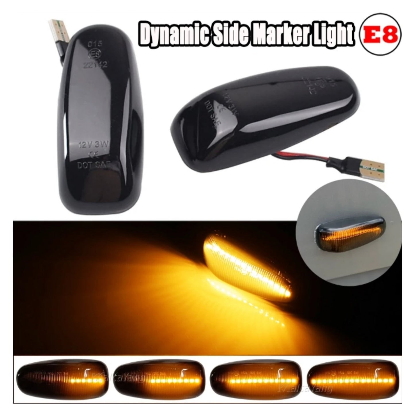 CrazyTheGod V-Class VANEO W414 2002-2005 LED Dynamic Turn signal Side Marker Light Lamp Smoke for Mercedes-Benz