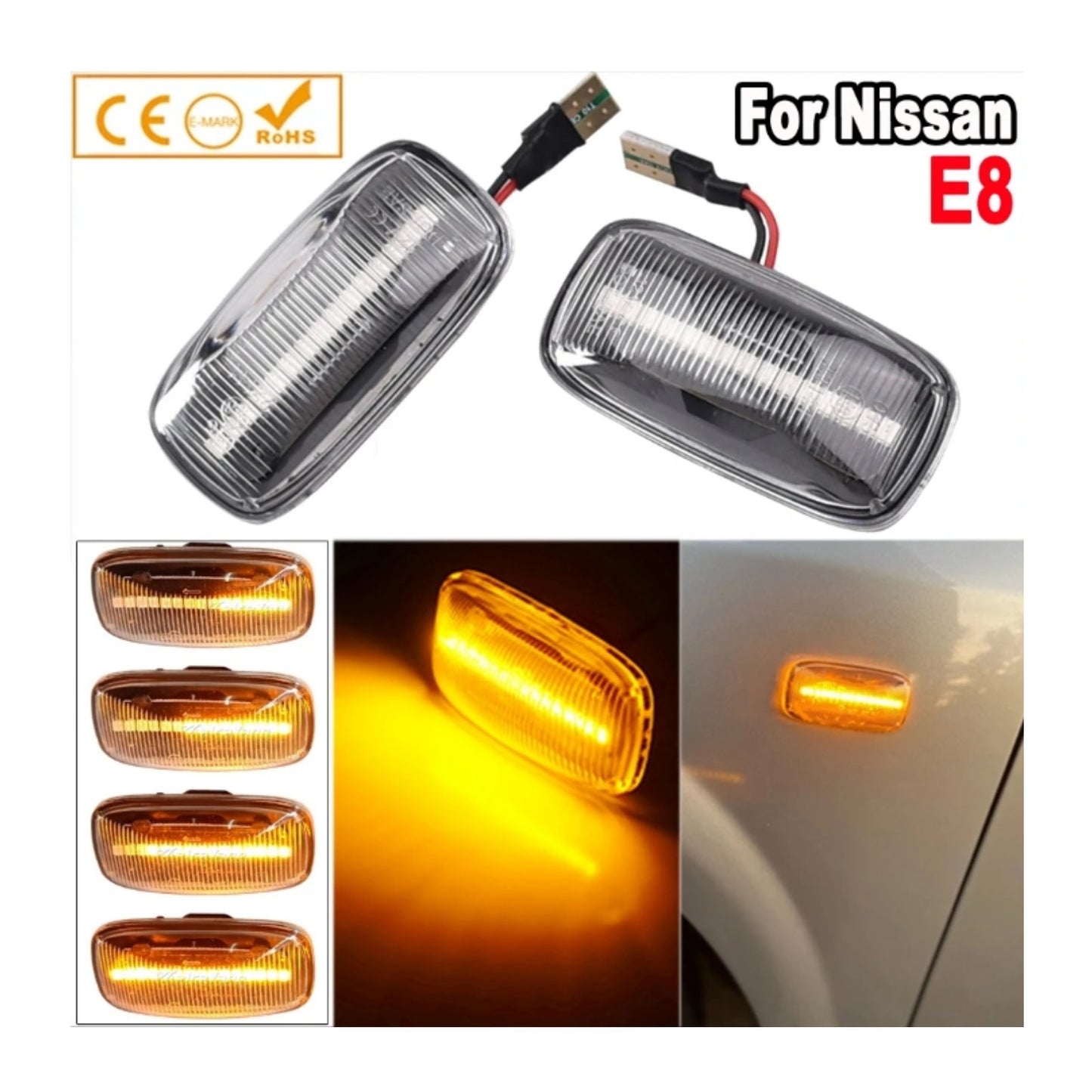 CrazyTheGod Almera N15 1995-2000 LED Dynamic Turn signal Side Marker Light Lamp Black for NISSAN