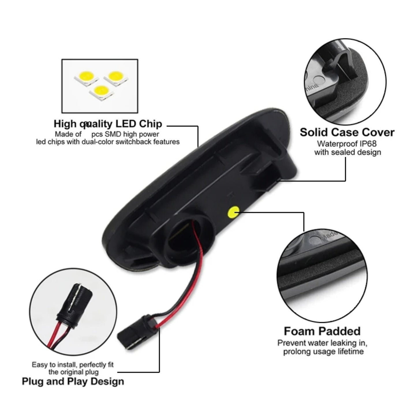 CrazyTheGod VIOS 2014-2019 4D LED Dynamic Turn signal Side Marker Light Lamp Smoke for TOYOTA